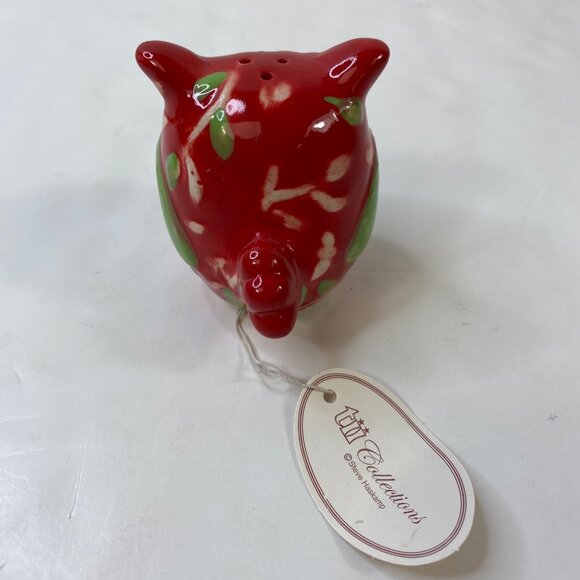 TII Collections Ceramic Red Green Speckled Owl Salt & Pepper Shaker Set - Picture 8 of 10